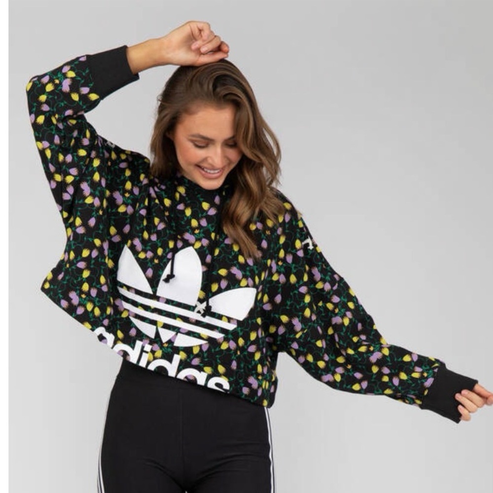 Adidas AOP cropped floral tulip hoodie